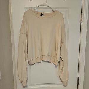 Cream Long Sleeve Sweatshirt Crop Sweater